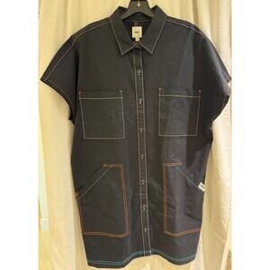 Vans 98%Cotton/2%Elastin Men's Sleveless Dress Shirt L Black Pockets/AccentsNWOT